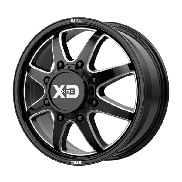 XD XD845 PIKE DUALLY GLOSS BLACK MILLED – FRONT 22X8.25 8X6.5 105et XD845282903105